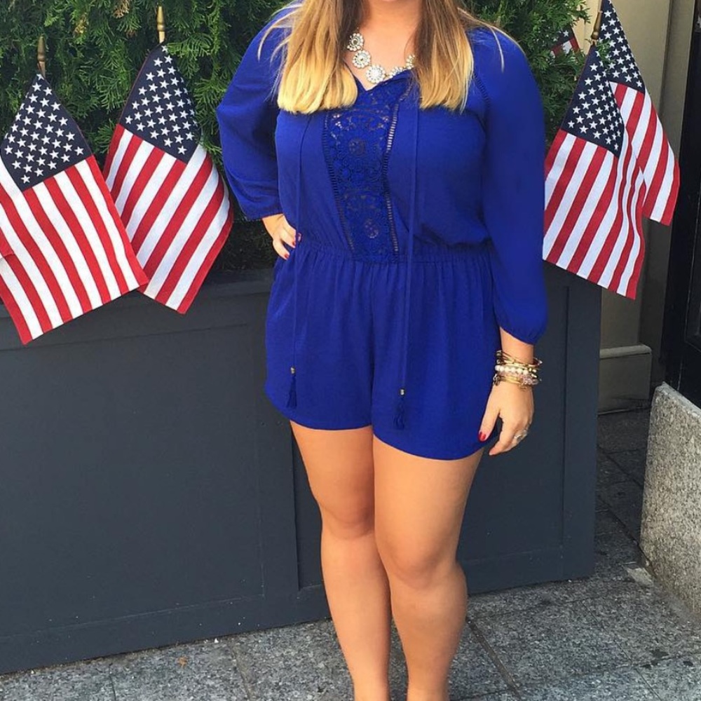 Daniel Rainn Royal Blue Lace-Detail Romper